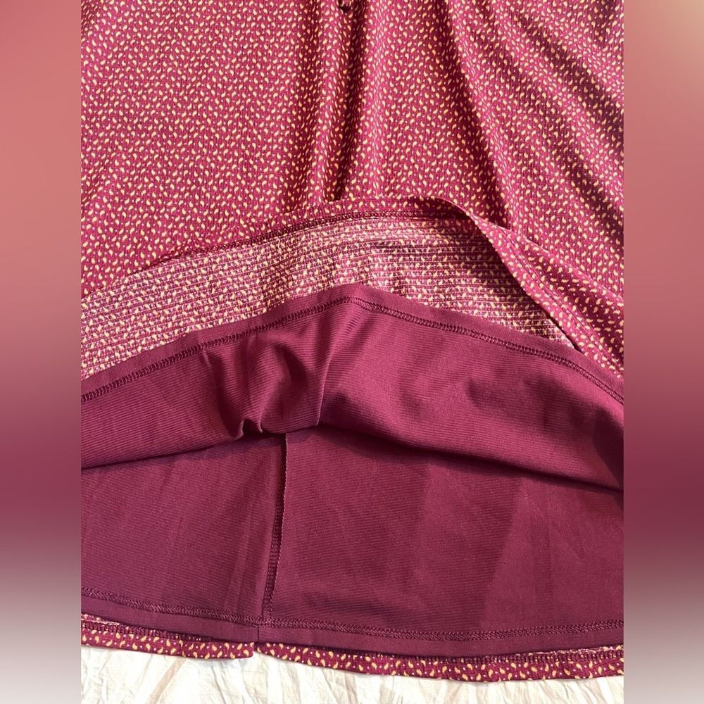 Lauren Conrad Women’s Maroon Midi Dress with Knot Sleeve Size Medium - Picture 12 of 16